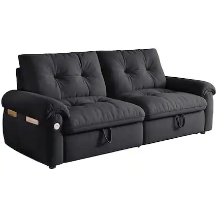 Front. Boyel Living - 77in 2 in 1 Convertible Sofa Bed Cloud Like Fabric Steel Frame 600 lbs Load Capacity Small Space Grey - Gray.