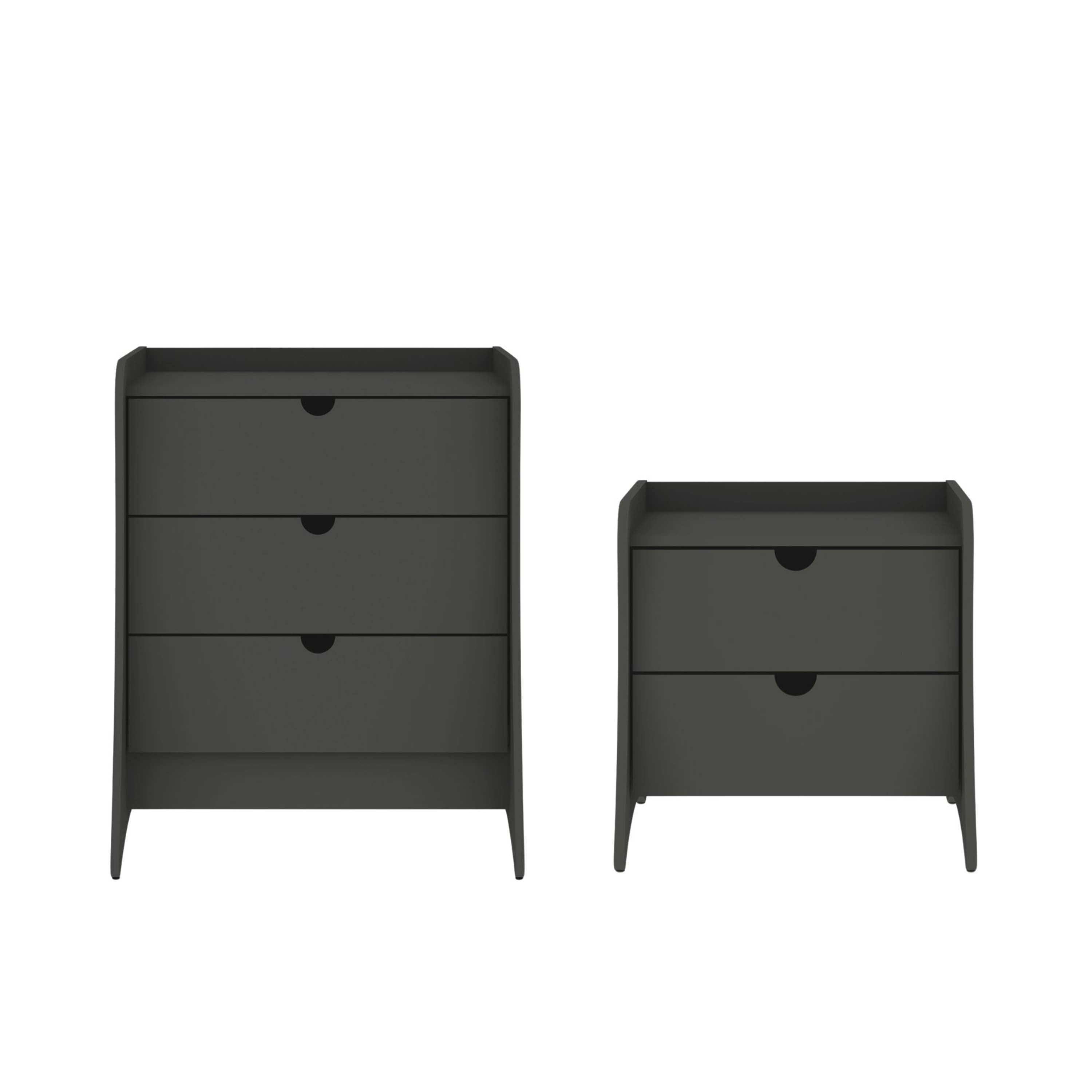 Manhattan Comfort Coney Mid Century Modern 2 Piece Dresser Set Charcoal ...