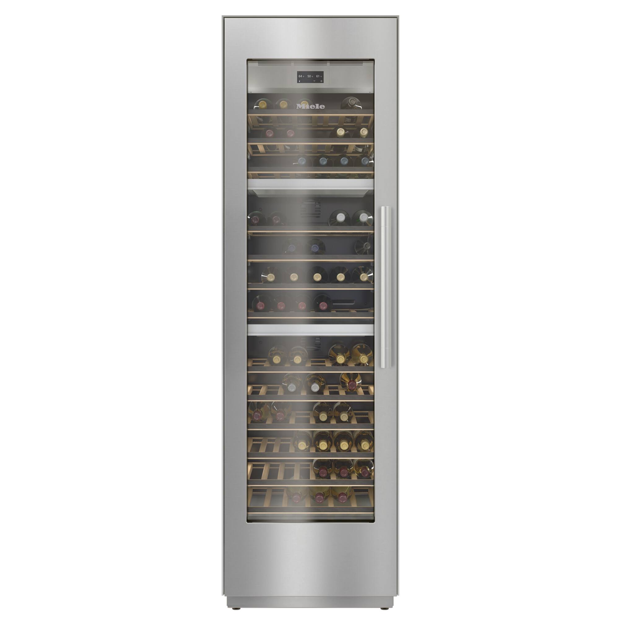 Front. Miele - KWT 2612 SF 24" Built-In MasterCool Wine Storage with 3 Temperature Zones and FlexiFrame Racks - Stainless Steel.