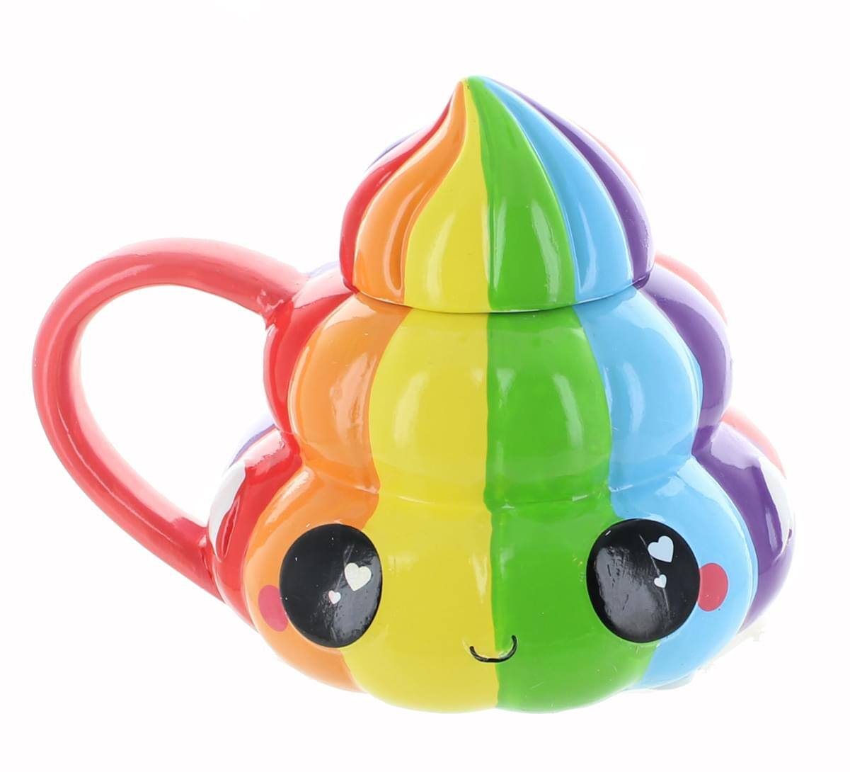 Front. Seven20 - Glitter Galaxy Collectibles | Rainbow Poop Emoji Mug with Lid | 20 oz - Multi-Color.
