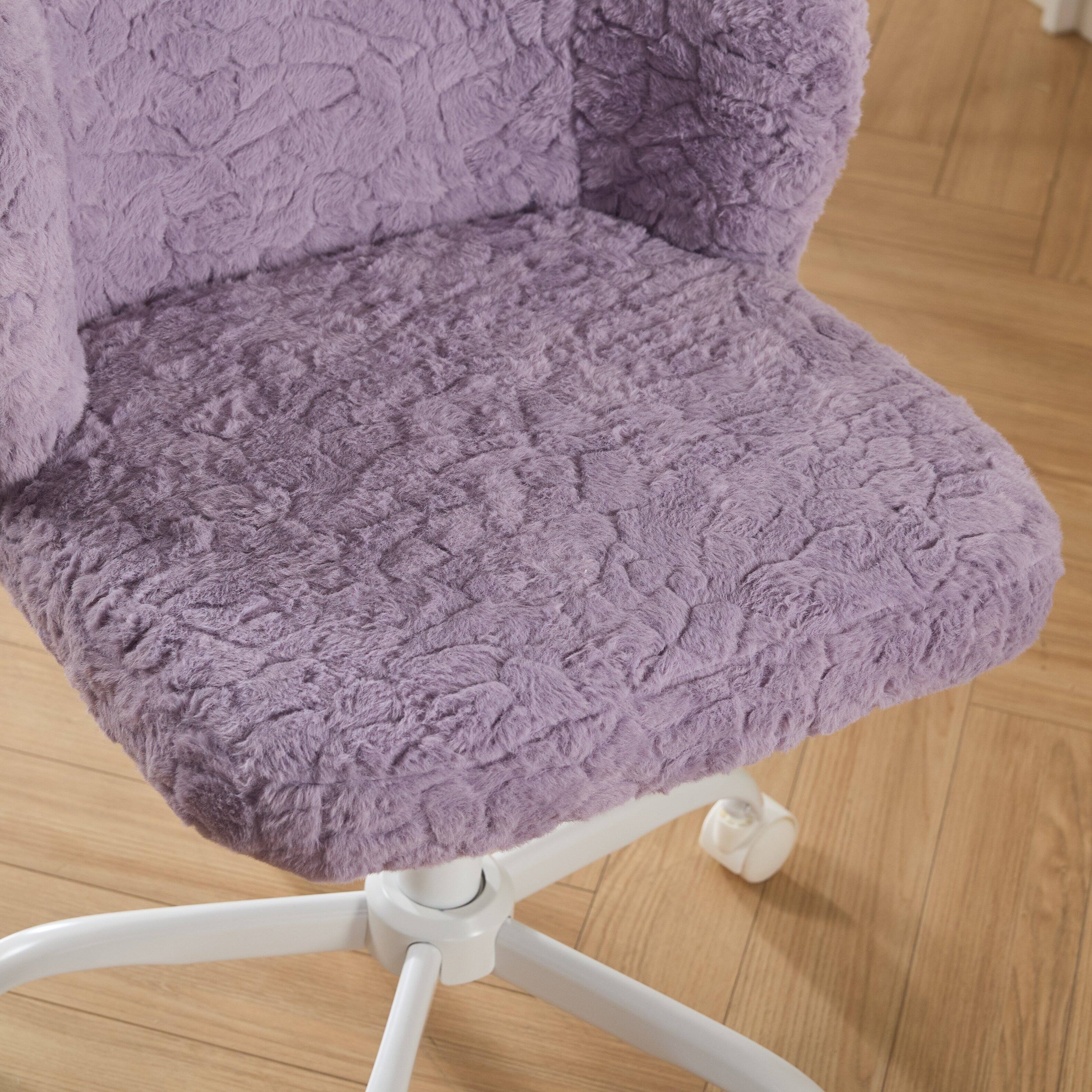 Alt View 9. GOODSILO - Faux Fur Swivel Office Chair with Ergonomic Design and Adjustable Height for Home Office or Vanity Use - Violet.