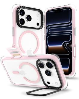 Ornarto - Air for iPhone 17 Pro Clear with Camera Stand, Compatible with MagSafe, Built-in Air Phone Case - Pink
