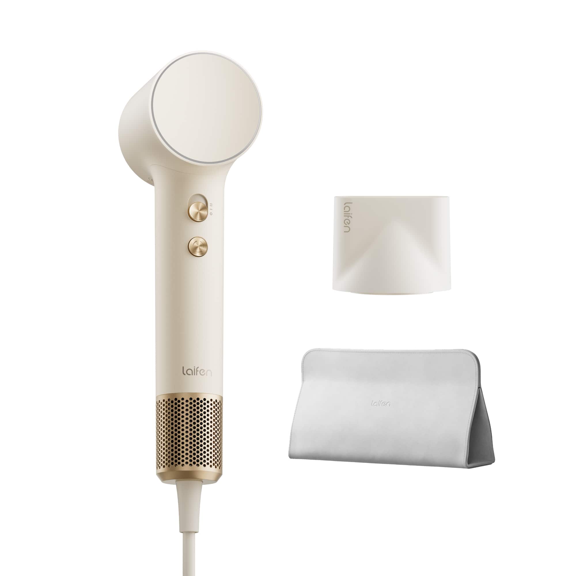 Laifen - Mini Hair Dryer - 1 Attachment and Bag - White