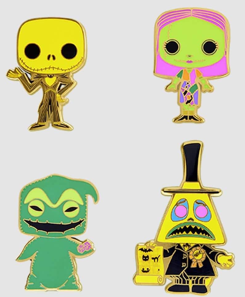 Disney - Nightmare Before Christmas Black Light Neon Pin Set of 4 - Blue