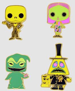 Disney - Nightmare Before Christmas Black Light Neon Pin Set of 4 - Blue