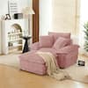 Front. Electra Tech Xpress - 48" Boneless Couch with Removable Ottoman,Oversized Upholstered Lounge Sofa Bed with Pillows,No Assembly - Pink.