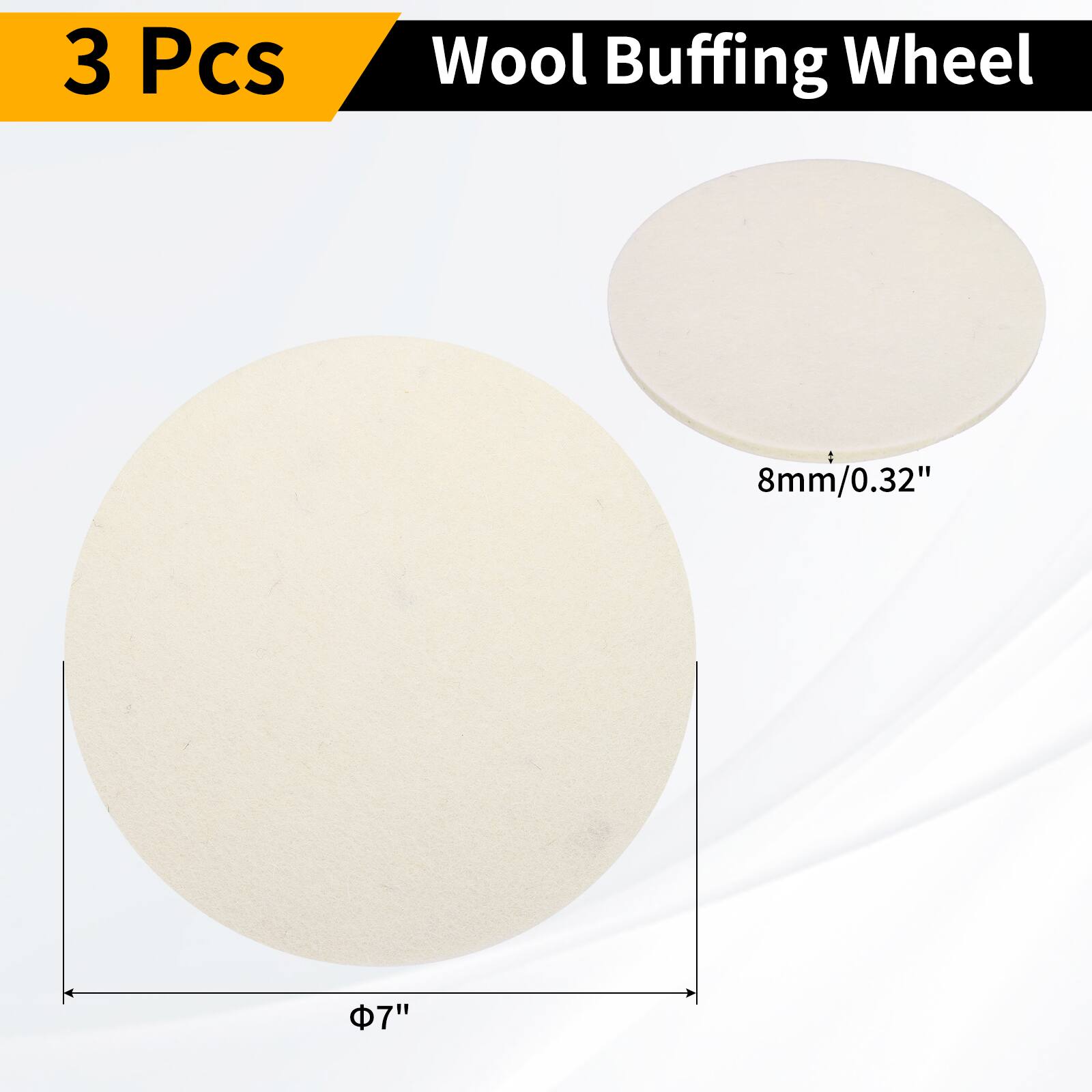 3 Pcs Wool Buffing Wheel  
8mm/0.32"  
Φ7"