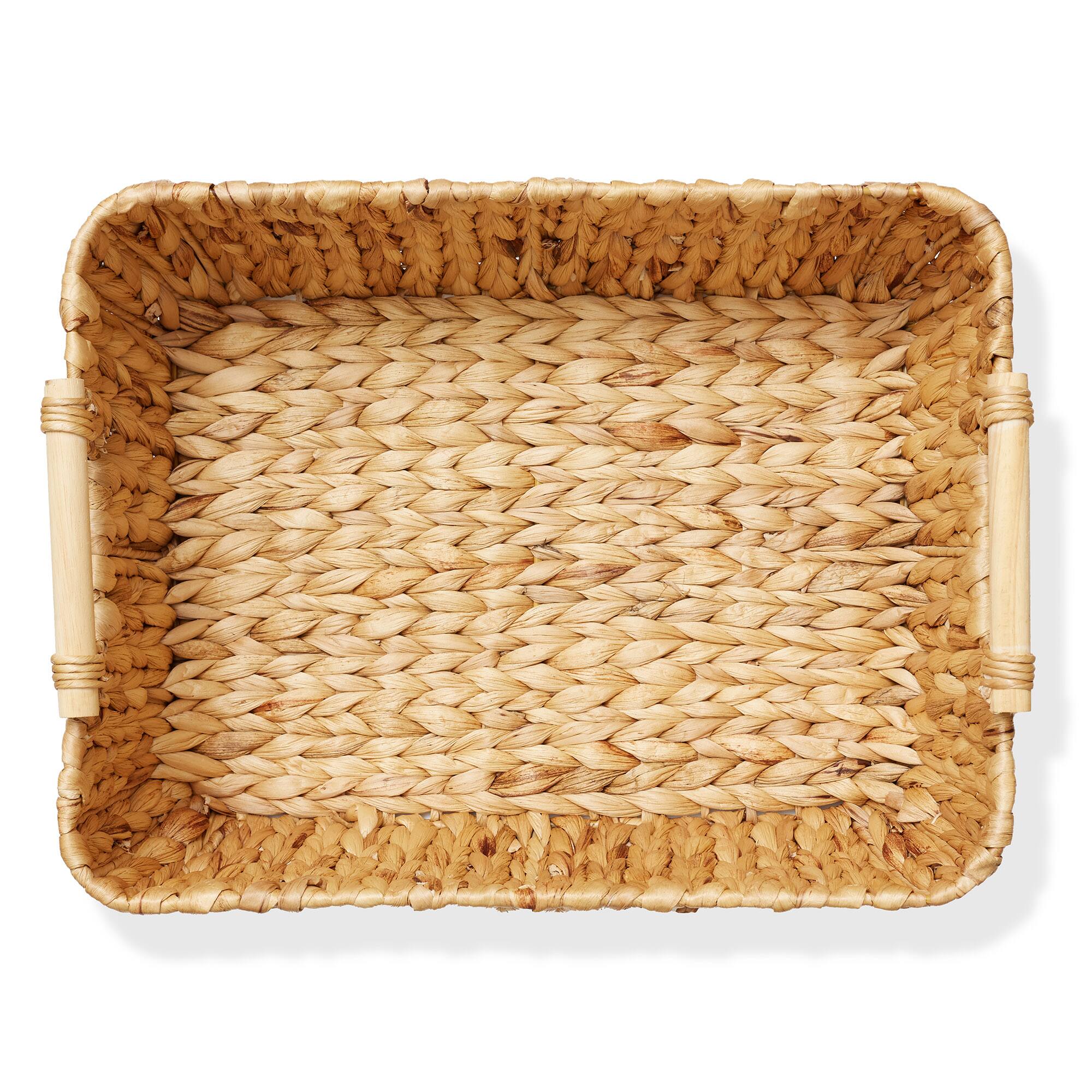 Alt View 4. Casafield - Hyacinth Seagrass Oval Storage Baskets with Wooden Handles - Woven Bins - Natural - Hyacinth.