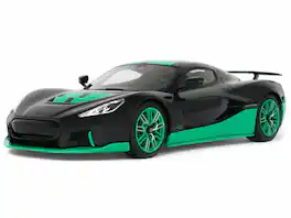 2023 Rimac Nevera Black with Green Stripes 1/18 Model Car by GT Spirit