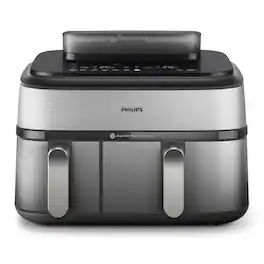Philips - 5000 Series Dual-Basket Airfryer with Steam - Silver