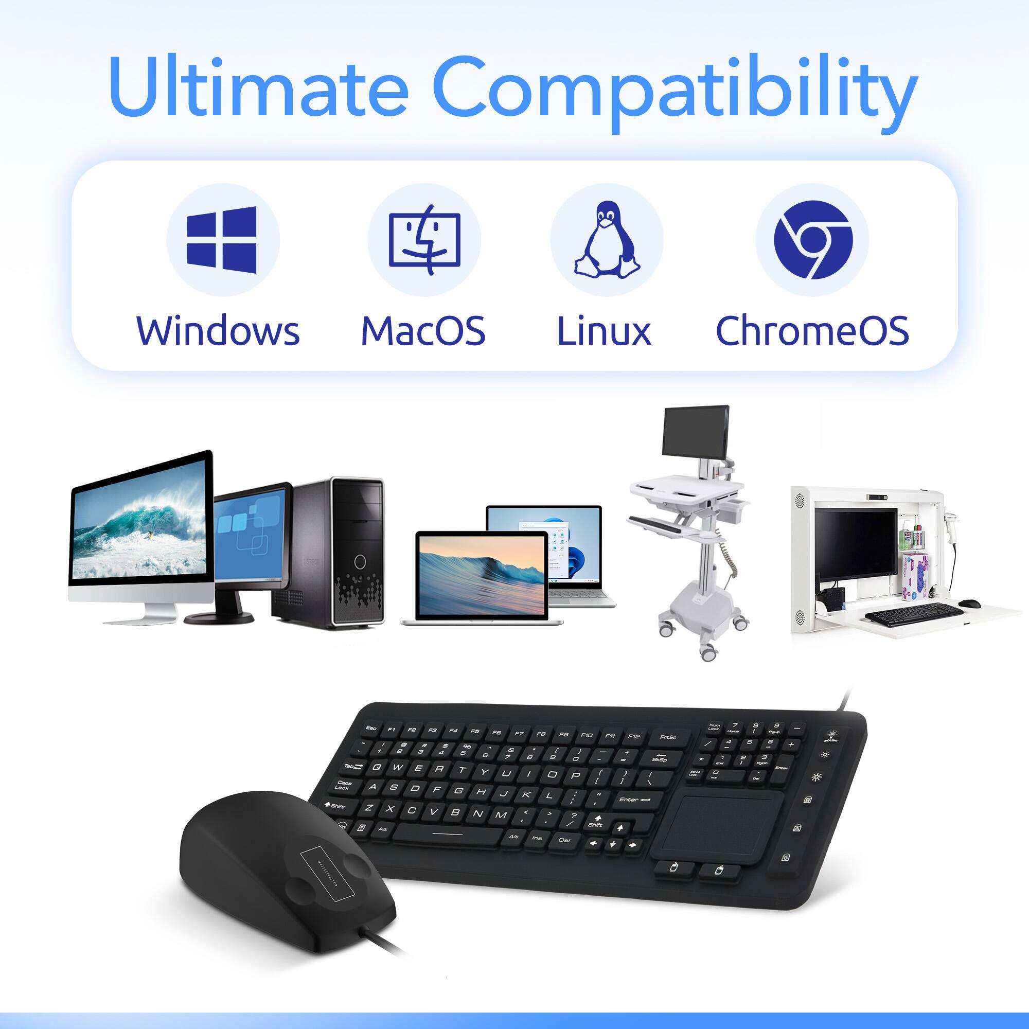 The text in the image is: "Ultimate Compatibility Windows MacOS Linux ChromeOS".
