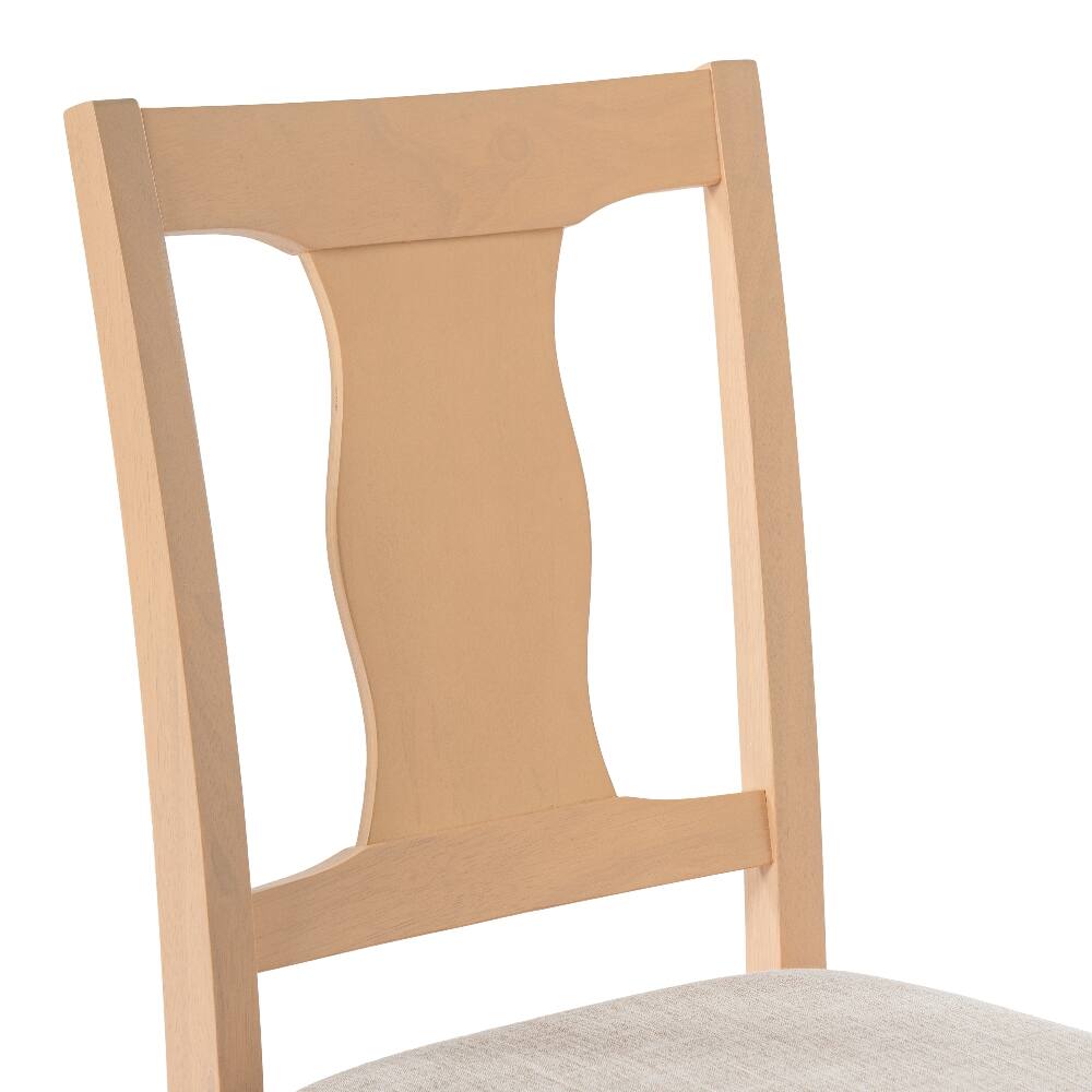 Alt View 6. Loheer - Loheer Dining Chairs Set of 2, Mid-Century Rubberwood Upholstered Chairs with High Backrest, Beige - Beige.