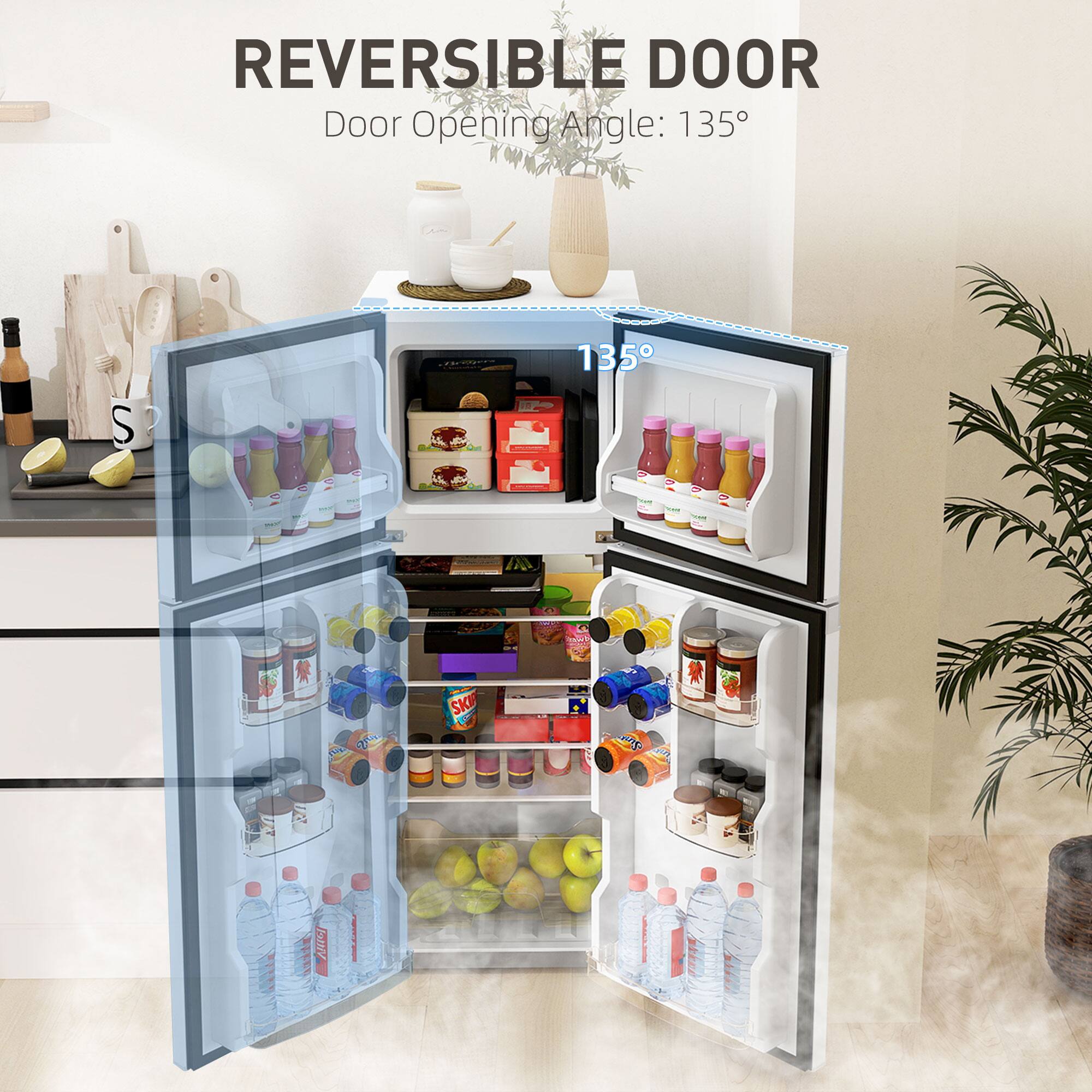 REVERSIBLE DOOR  
Door Opening Angle: 135°