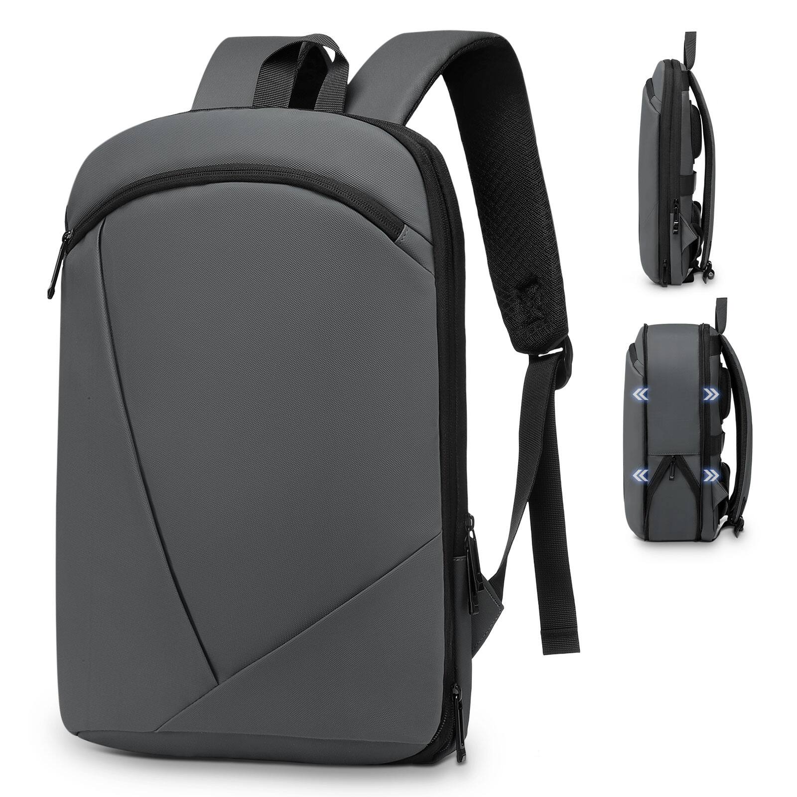 Front. Unique Bargains - Slim Expandable TSA Business Bag for Men, 16" Laptop Compartment, 15L-25L, Lightweight Work Office - Dark Grey.