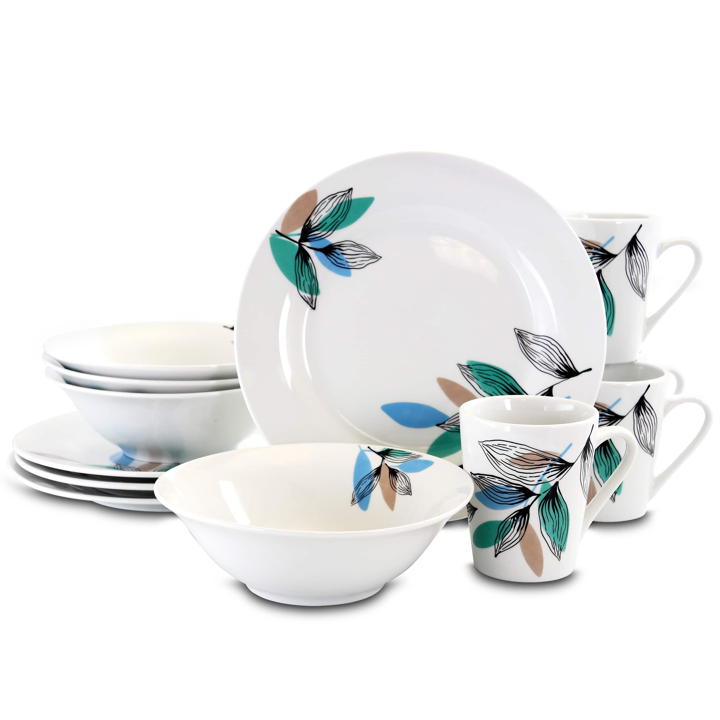 Gibson - Home Vineyard Blue 12 Piece Round Fine Ceramic Dinnerware Set - White price history on PriceWatchPro