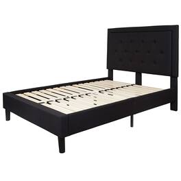 Hivvago - Full size Fabric Upholstered Platform Bed Frame with Headboard - Black