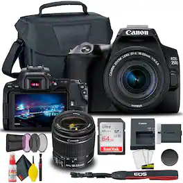Canon - EOS 250D / Rebel SL3 DSLR Camera w 18-55mm Lens (Black) + Creative Filter Set, EOS Camera (International Version)