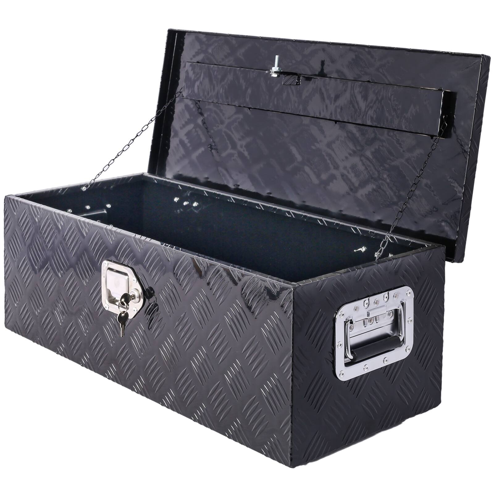 Left. APRILSOUL - 30 Inch Aluminum Truck Tool Box Lightweight Corrosion Resistant Versatile Mounting - Black.