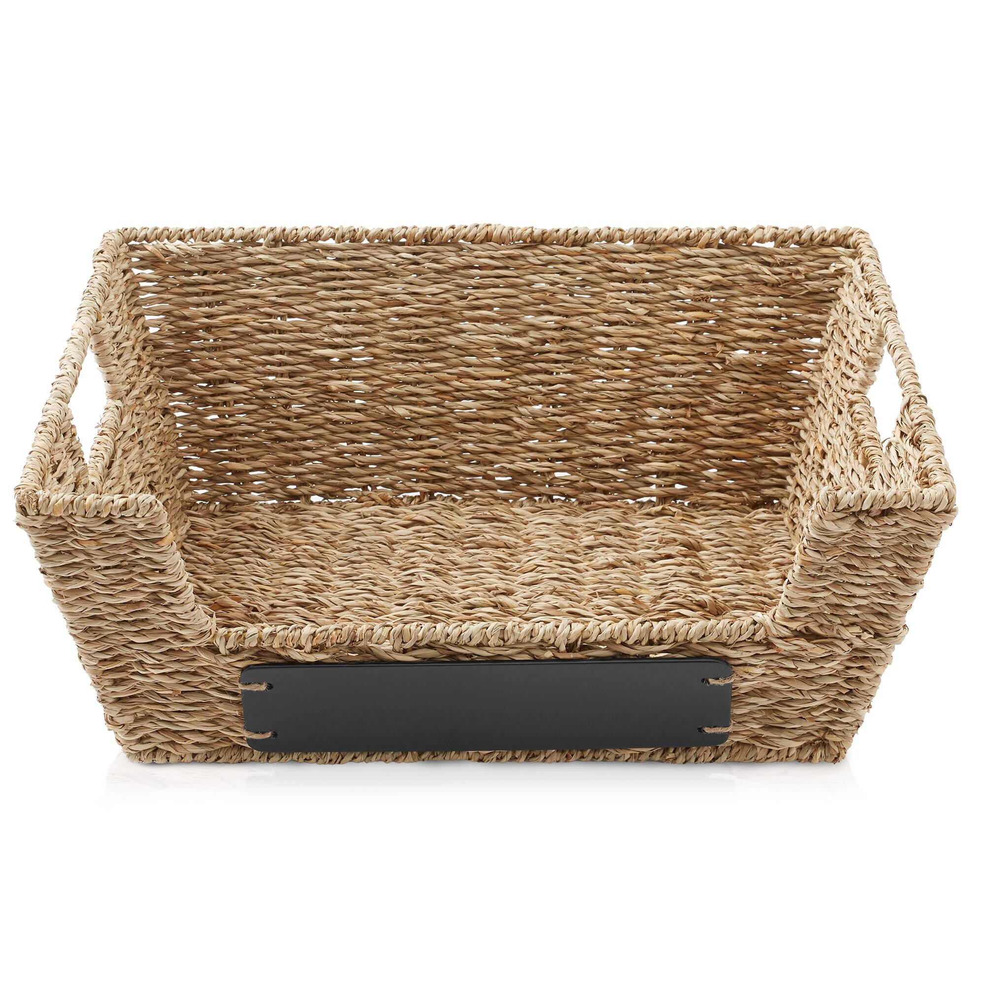 Alt View 3. Casafield - 2pk Seagrass Water Hyacinth Pantry Baskets with Handles - Wide Kitchen Bins - Natural - Seagrass.