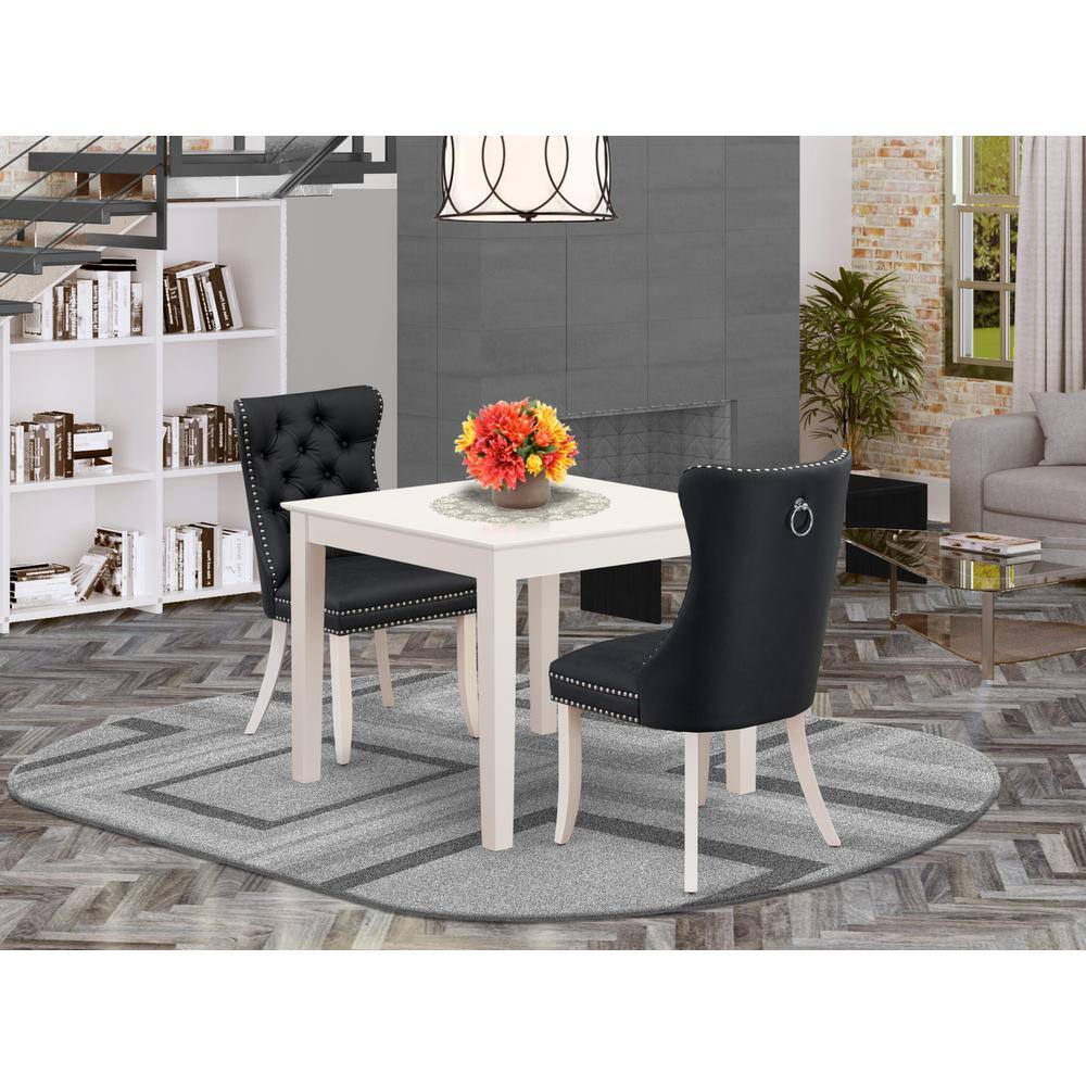 Alt View 2. East West Furniture - 3 Piece Dinette Set Contains a Square Modern Dining Table - White.