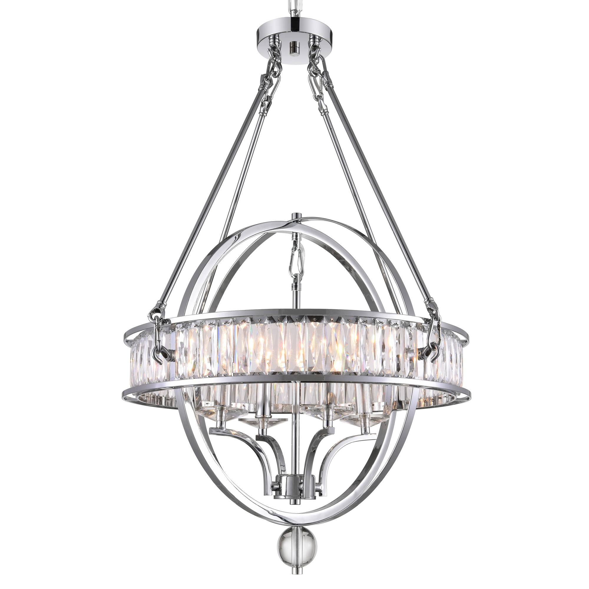 Angle. CWI Lighting - Arkansas 4 Light Chandelier With Chrome Finish - Chrome.