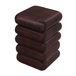 Manhattan Lane - Zyra 18" Side End Table | Sculptural Stacked Design | Acacia Wood - Dark Cherry Brown