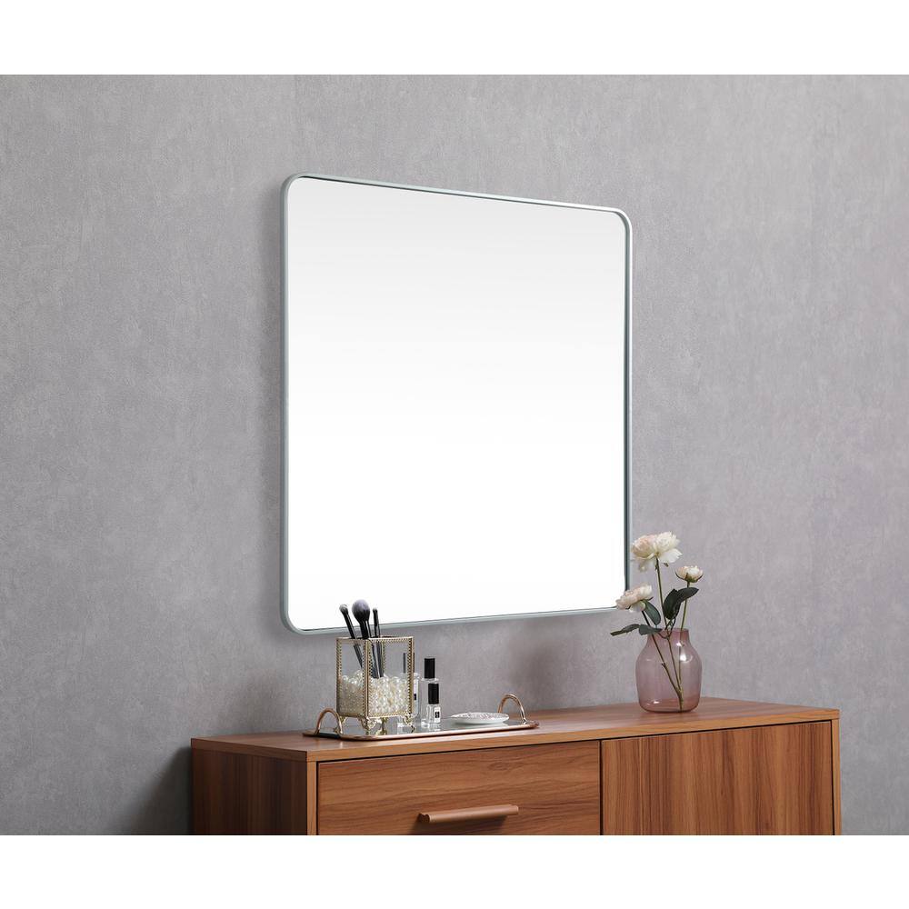 Alt View 2. Elegant Decor - Soft corner metal square mirror 42x42 inch in Silver - Silver.