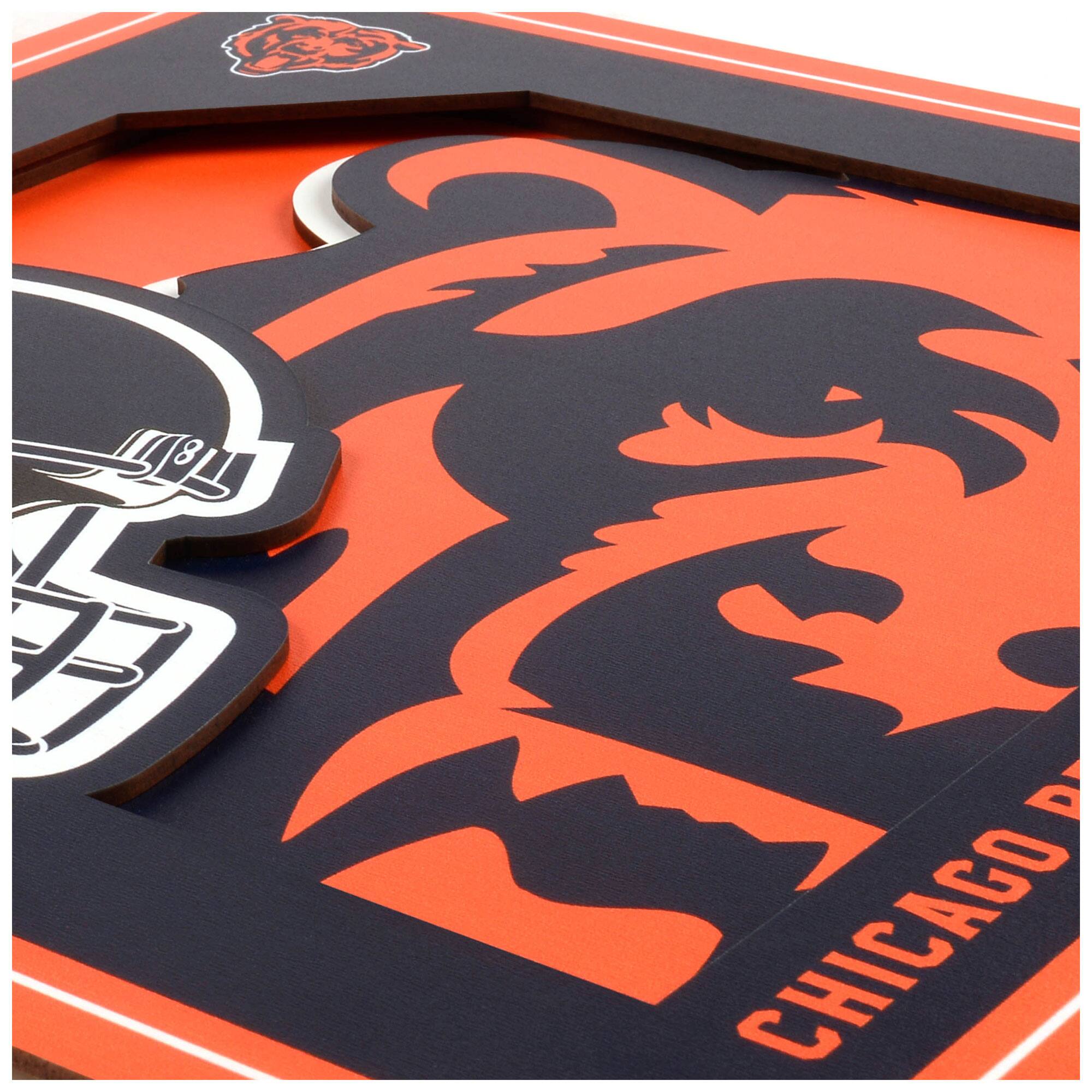 Alt View 1. YouTheFan - Chicago Bears 12'' x 12'' 3D Logo Wall Art - Multicolor.