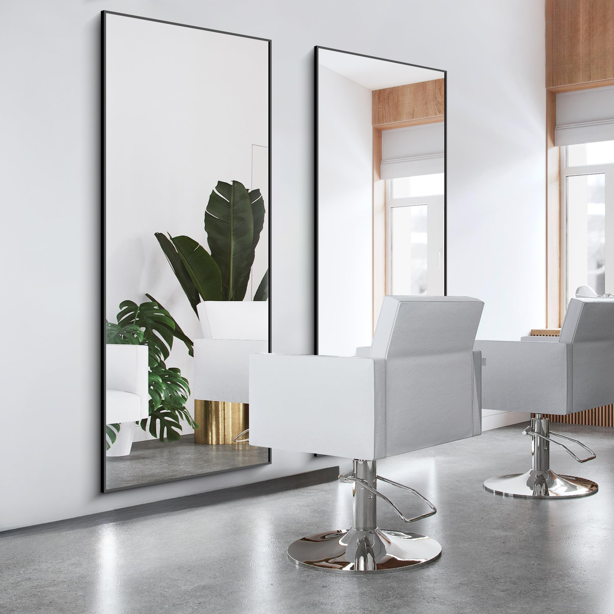 Alt View 5. Cedar Assembly - Bathroom Mirror Rectangle With Thin Frame Rectangular Wall For Living Roomm Hair Salon Big Farmehouse Han... - Silver-55"L x 36"W.