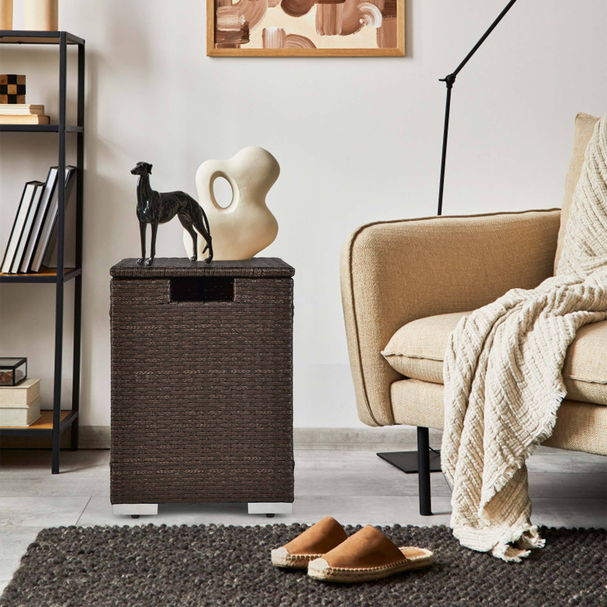 Alt View 5. Costway - Costway 16" Rattan Propane Tank Cover Hideaway Side Table 20 lbs Propane Gas Holder - Brown.