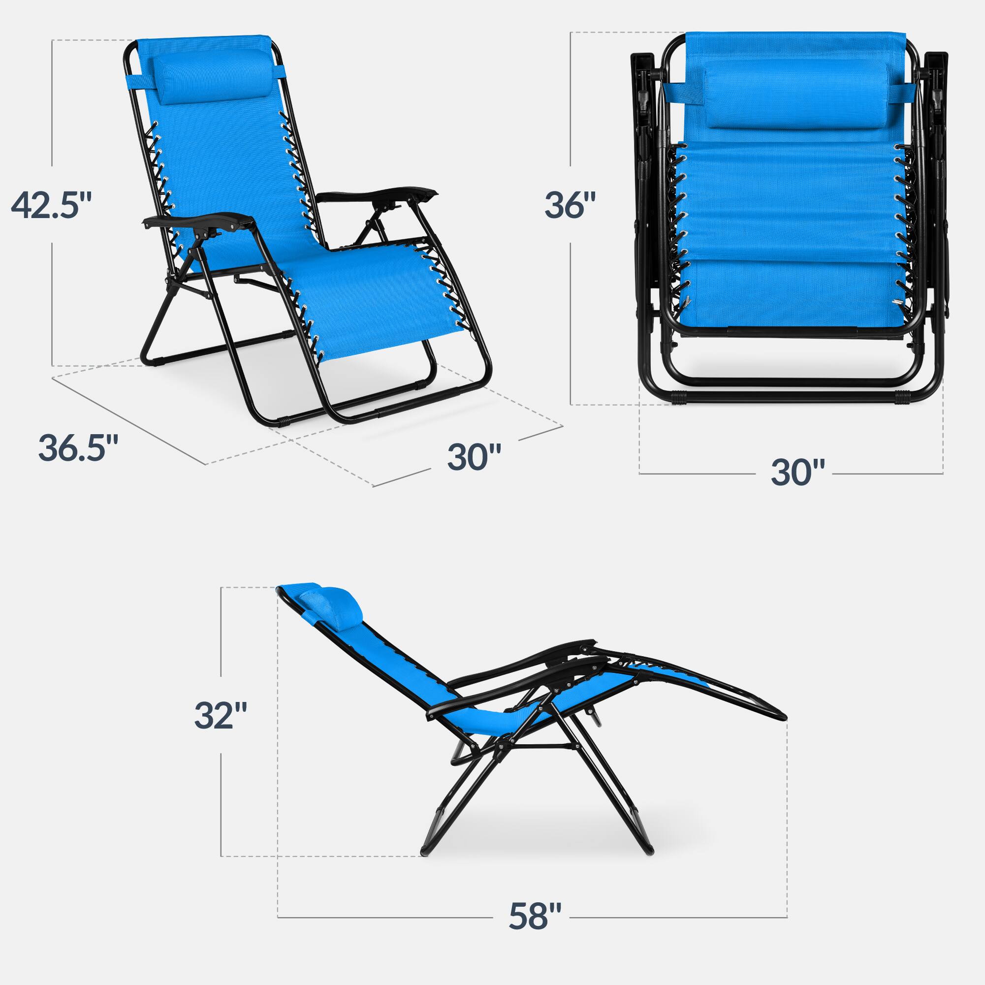Best Choice Products Set of 2 Extra Wide Zero Gravity Lounge Chair ...