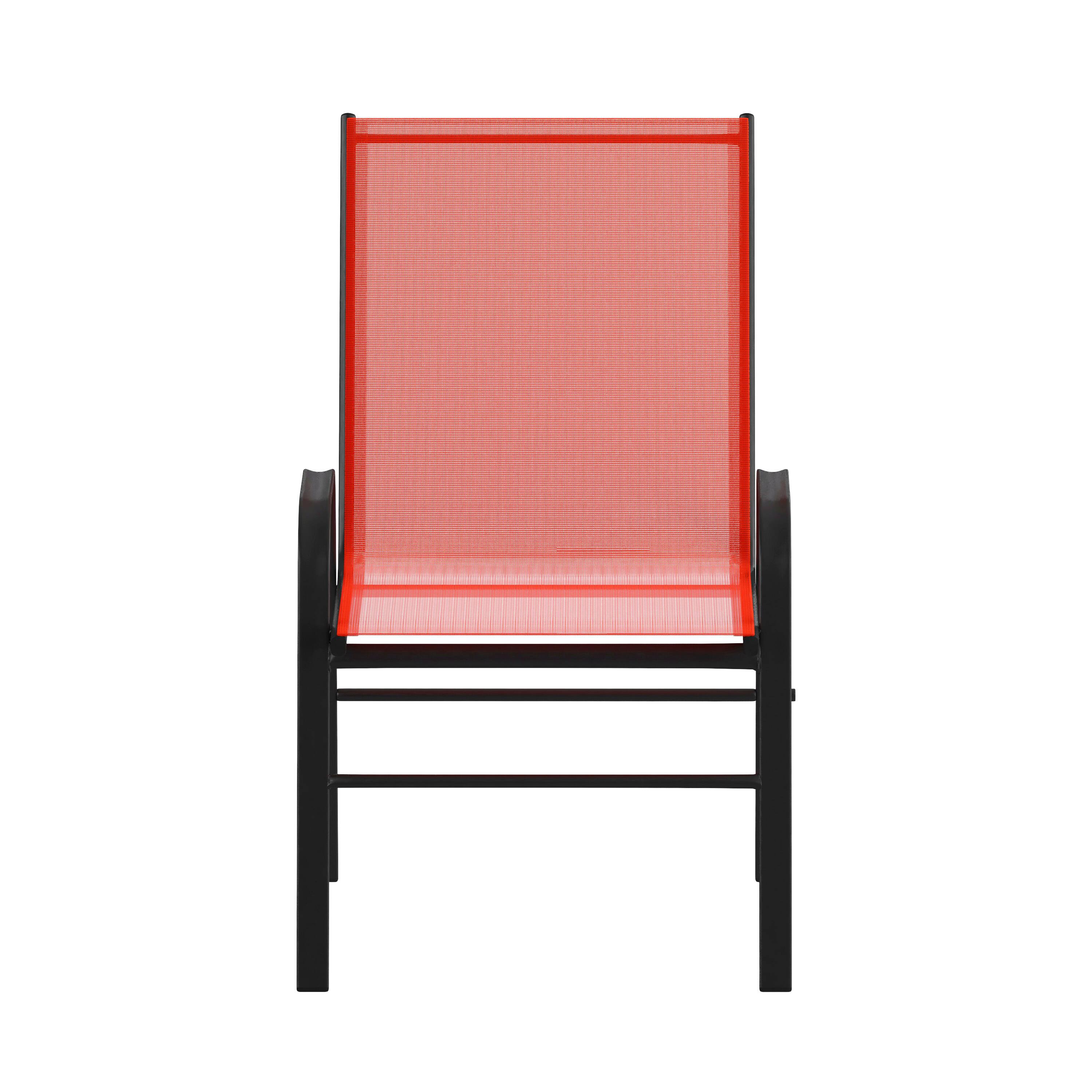 Alt View 10. Emma + Oliver - 4 Pack Outdoor Stack Chair with Flex Comfort Material - Patio Stack Chair - Red.
