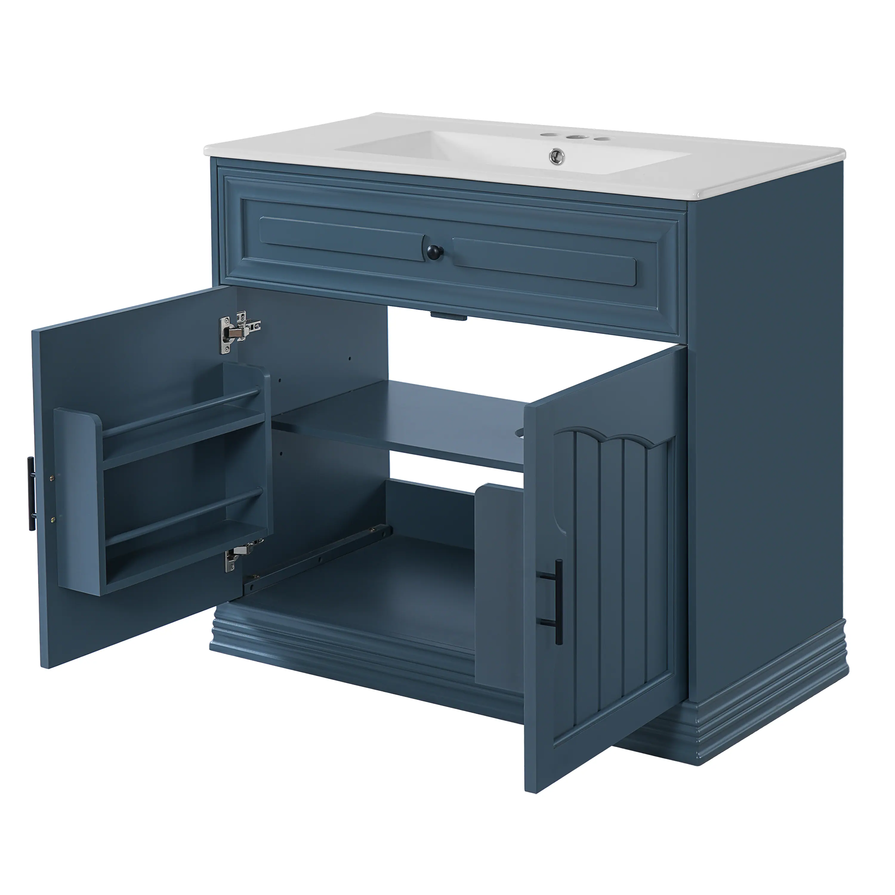 Alt View 10. Tiramisubest - 36" Bathroom Vanity with Ceramic Sink, Bathroom Vanities Cabinet, Bathroom Storage Cabinet - Blue.