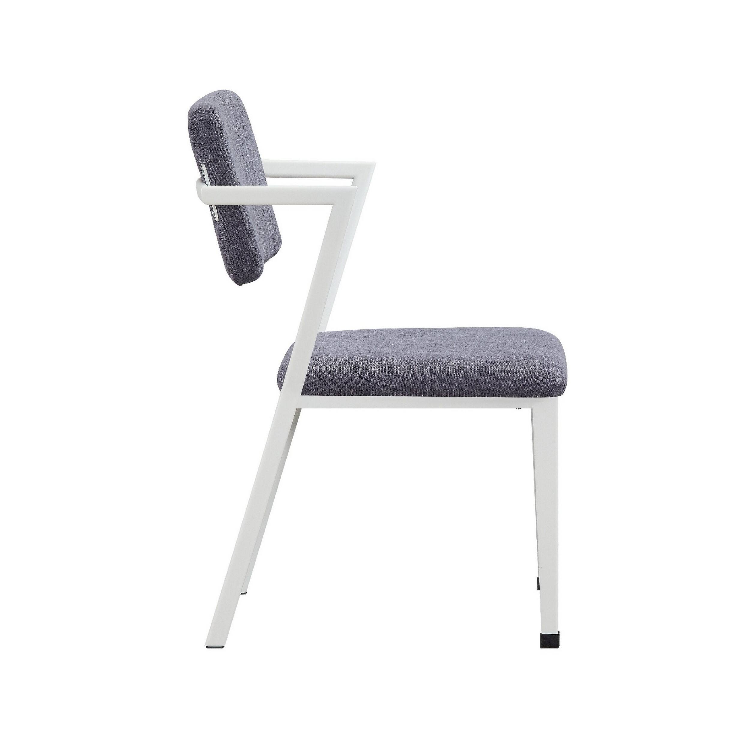 Alt View 1. Manhattan Lane - Fabric Upholstered Metal Dining Chair, Set of 2 - White and Gray.
