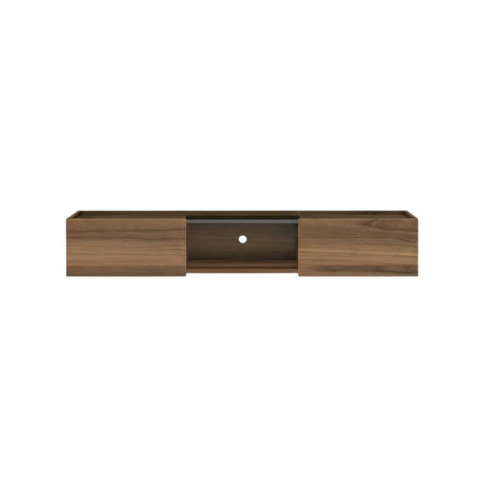 Alt View 3. FurniFact - Walnut Wall-Mounted TV Stand for 65-Inch Screens with Engineered Wood Finish - Brown.