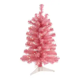BreeBe - 2’ Christmas Tree with 35 LED Lights & 72 Tips - Pink