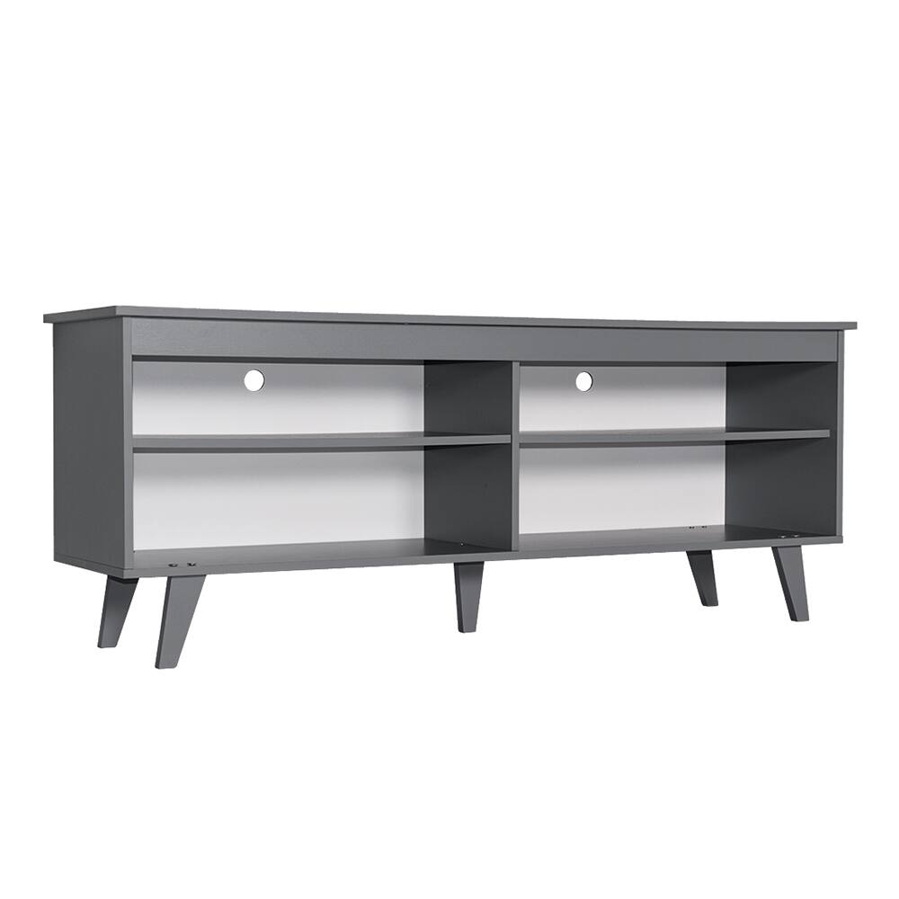 Back. Madesa - Madesa TV Stand with 4 Open Shelves and Cable Management 59"L Media Storage Living Room and Bedroom - Gray - Gray.