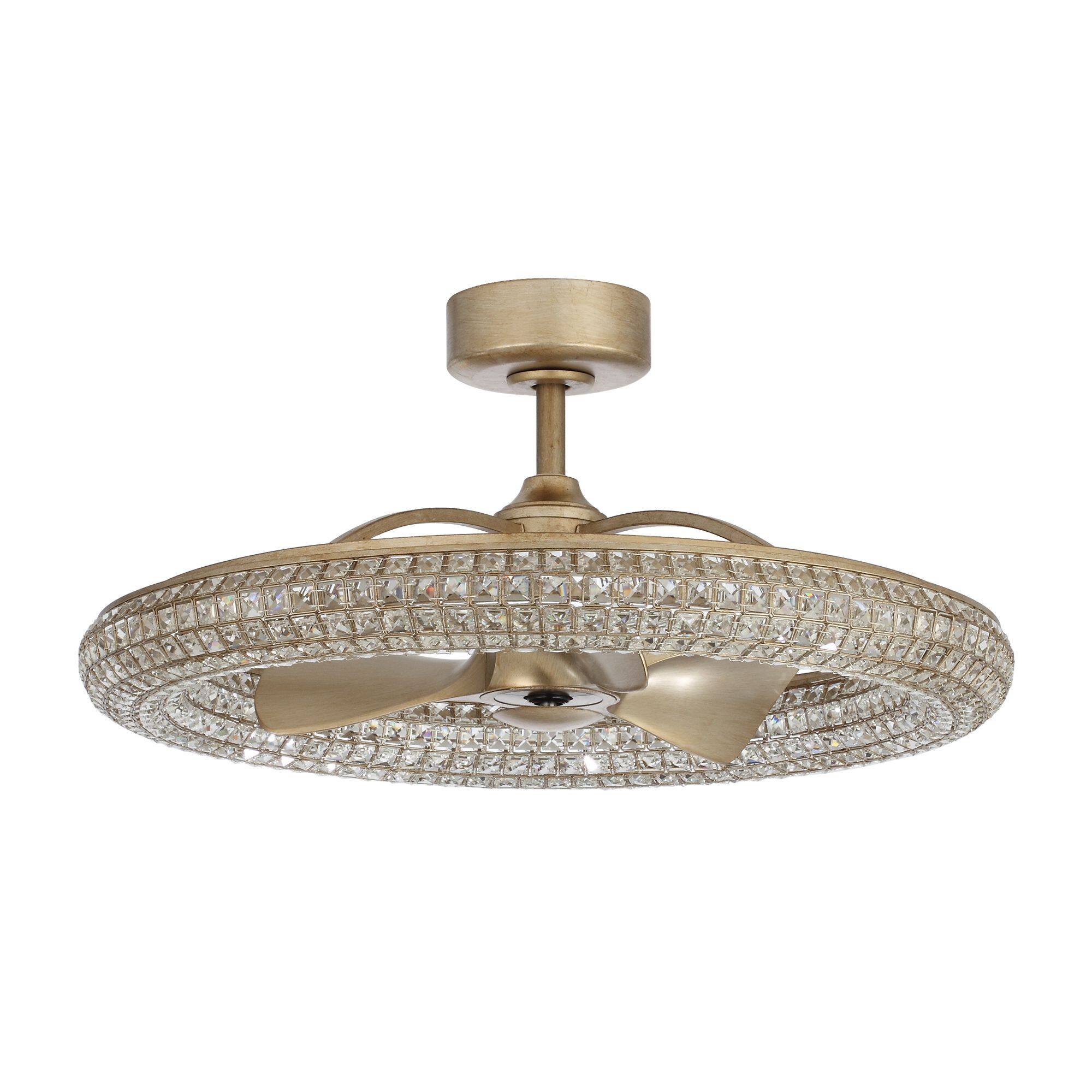 Alt View 4. Parrot Uncle - 33" LED Crystal Antique Bronze Chandelier Ceiling Fan with Remote - Antique Bronze.