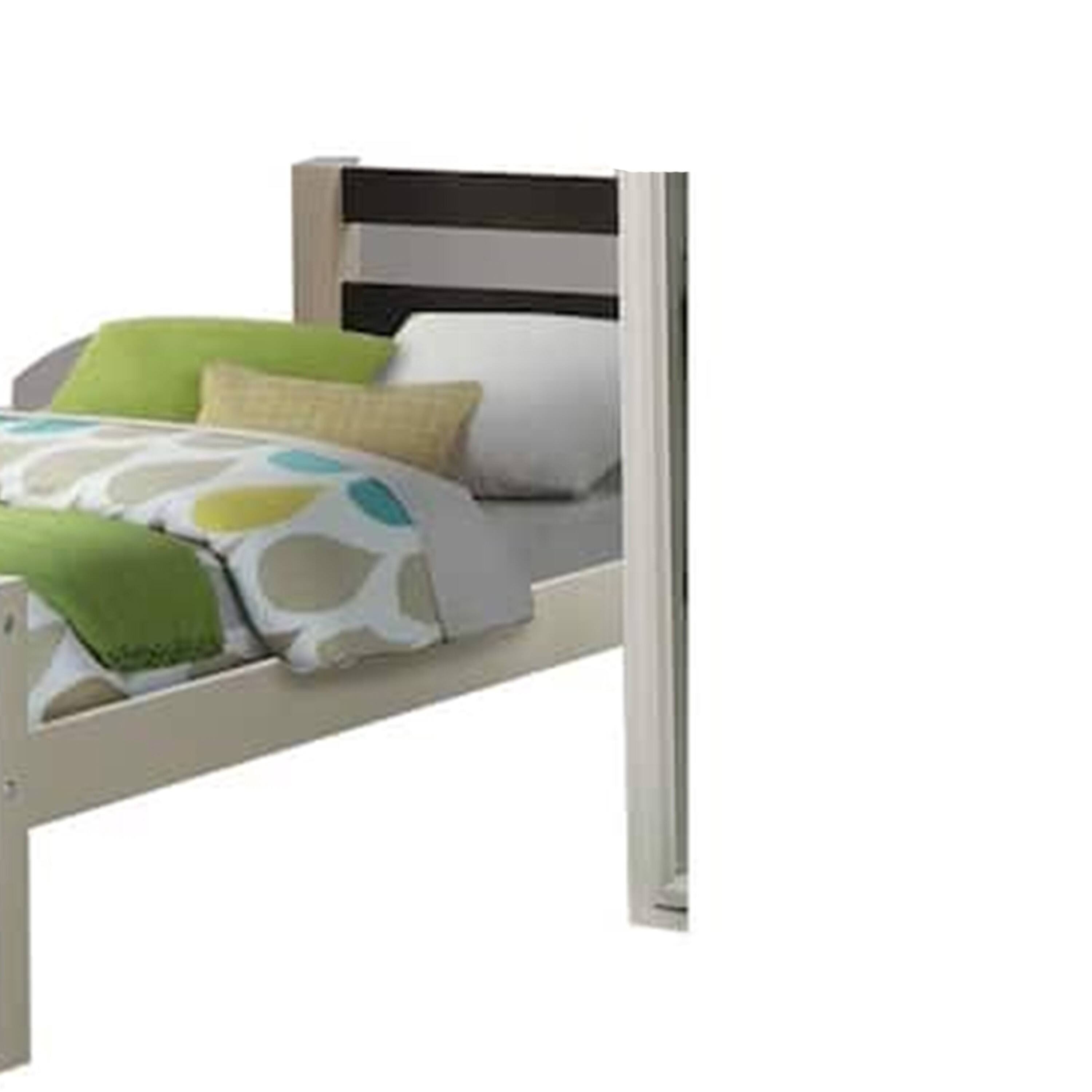 Alt View 2. Manhattan Lane - Robin Twin Size Bed, Transitional Style White and Gray Wood Frame - White, Gray.