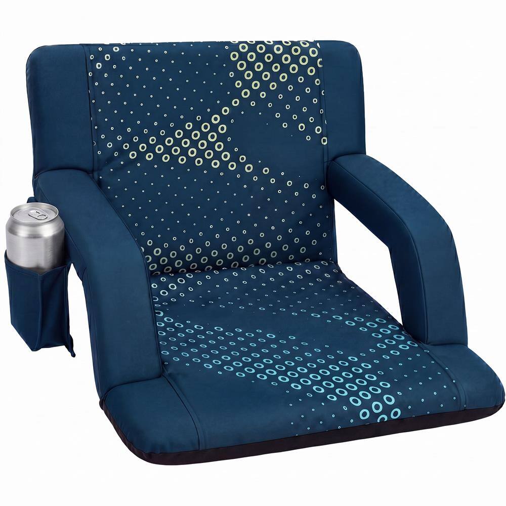 Front. SereneLife - SereneLife Stadium Seat with Back Support, 25" Wide Padded Bleacher Chair, Blue, 6 Recline Positions - Blue.