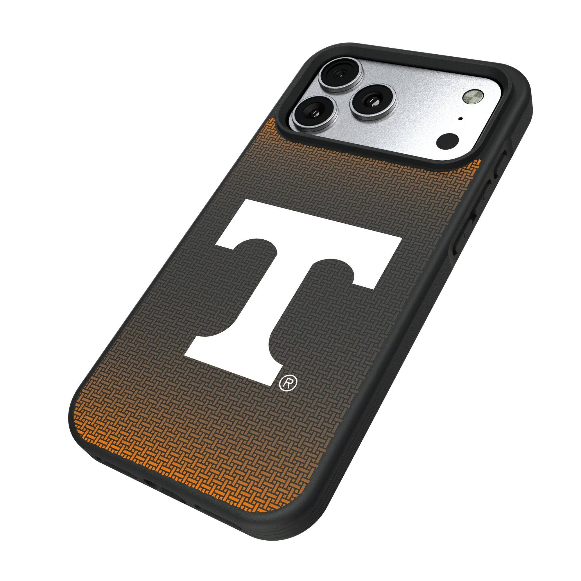 Alt View 1. Keyscaper - Tennessee Volunteers Linen Logo iPhone Bump Case - 16 Pro - Black.