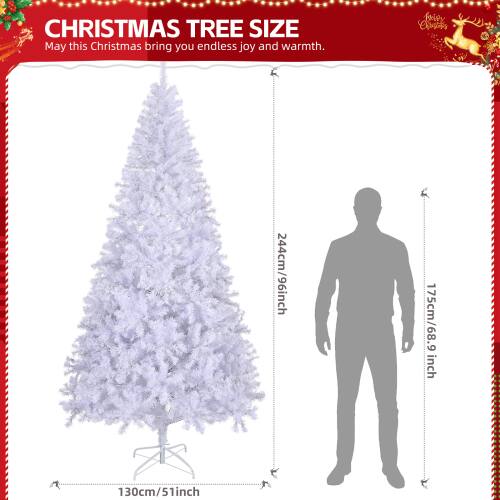 CHRISTMAS TREE SIZE  
May this Christmas bring you endless joy and warmth.  

- 244cm/96inch  
- 175cm/68.9 inch  
- 130cm/51inch