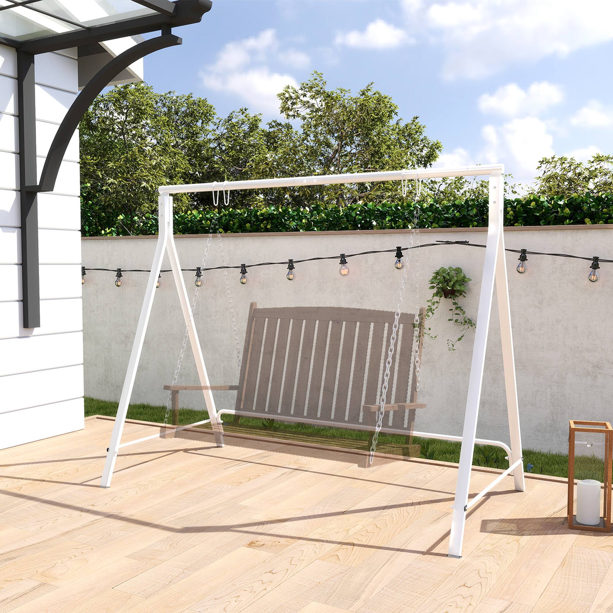 Alt View 1. Outsunny - Porch Swing Stand, Heavy Duty Swing Frame, Hanging Chair Stand Only, 528 LBS Weight Capacity, for Backyard, Patio, Lawn - White.