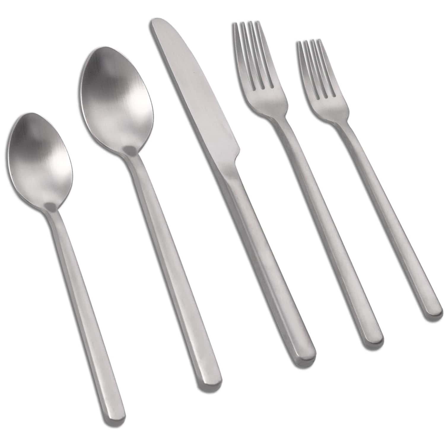 Dazzed Corner - 20 Piece Flatware Cutlery Set for 4, 18/10 Stainless Steel Silverware Mirror Polished - Matte Silver