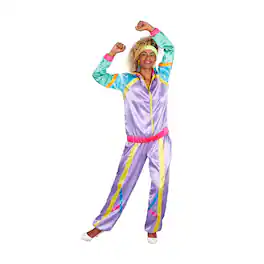 Busy Bee - 80s Tracksuit Adult Costume | Standard - Purple