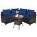 Front. Costway - 4PCS Outdoor Patio Rattan Furniture Set Cushioned Sofa Table - Dark Brown/Navy.