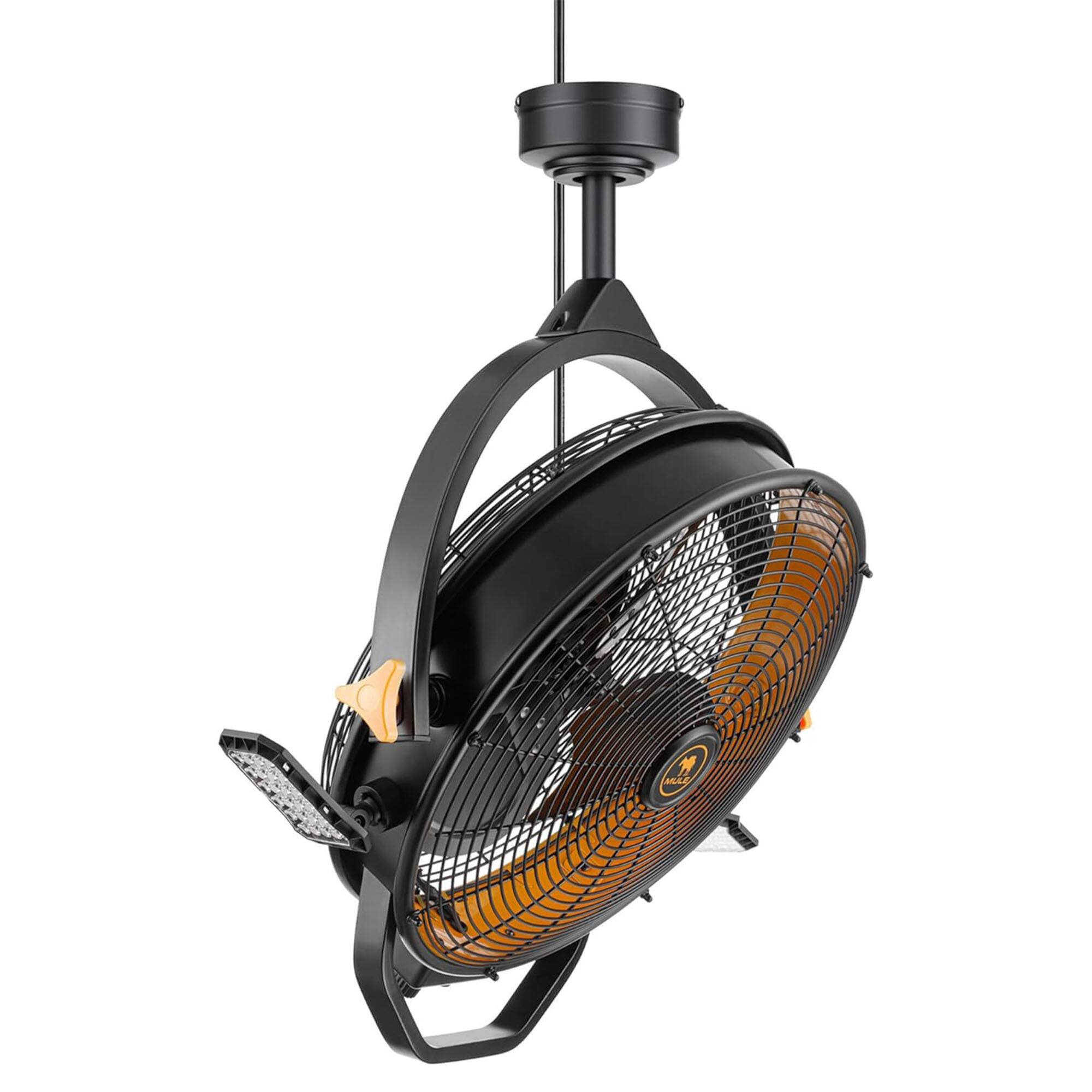 Alt View 6. MULE - Mule 18" Garage Fan XL with Work Lights, Dual Height Ceiling Mounting Options - Matte Black.