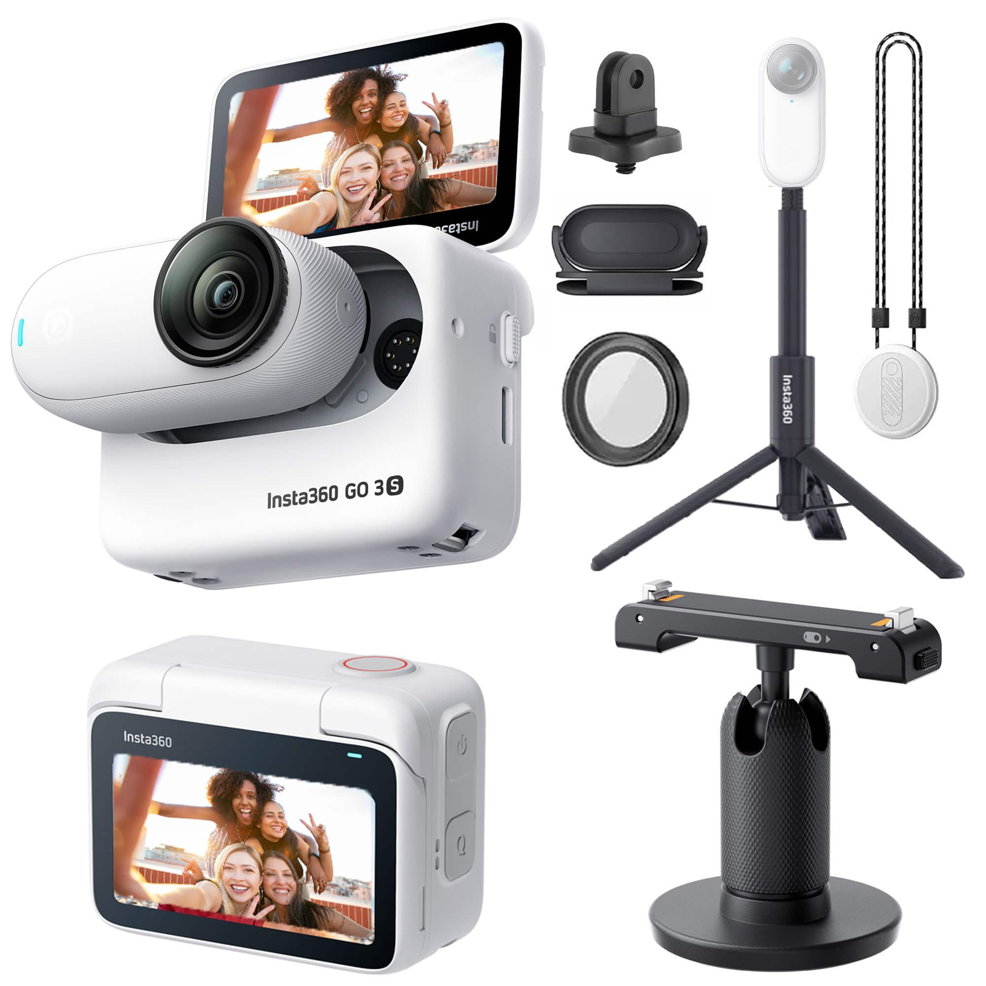Insta360 - GO 3S 128GB Edition + Selfie Stick + Tripod + More - White