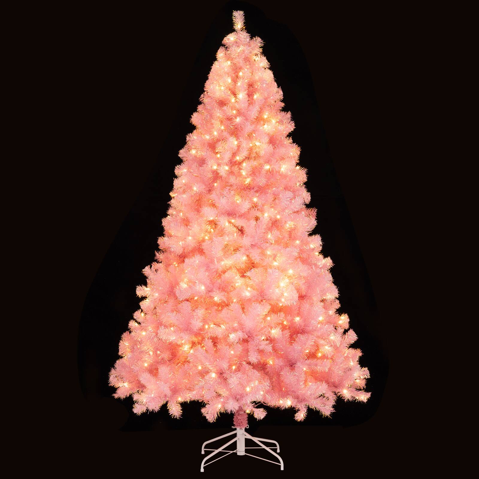 Alt View 5. Gymax - Gymax 7.5 FT Pre-Lit Tinsel Christmas Tree Artificial Xmas Tree w/ 1300 Lush Branch Tips Pink - Pink.