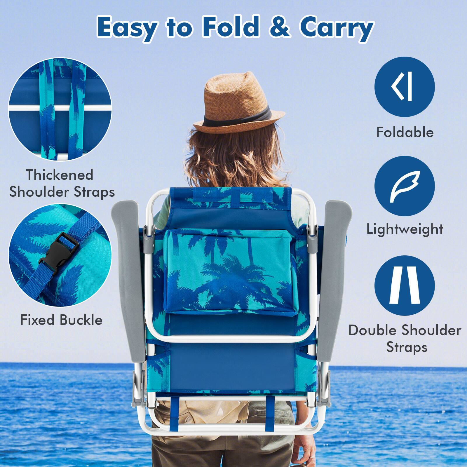 Easy to Fold & Carry

- Foldable
- Lightweight
- Double Shoulder Straps

Thickened Shoulder Straps
Fixed Buckle